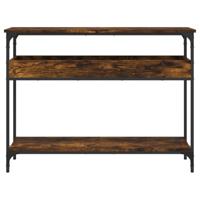 Wandtafel met schap 100x29x75 cm bewerkt hout gerookt eiken - thumbnail