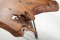 Massieve salontafel WILD 100cm teak massief houten boomschijf haarspeldpoten - 38797 - thumbnail