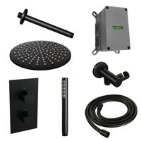 Brauer Black Edition Thermostatische Regendoucheset Inbouw - Hoofddouche 30 cm - 3 Weg - Handdouche Staaf - Doucheslang - Wandaansluitbocht - Mat Zwart - thumbnail