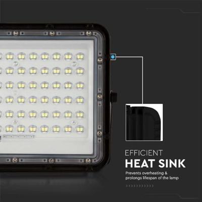 V-TAC VT-120W 7825 LED-schijnwerper, Zonne-energiemodule 15 W Koudwit Zwart