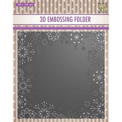 Nellie's Choice • 3d embossing folder frame sneeuwvlokken 15x15cm