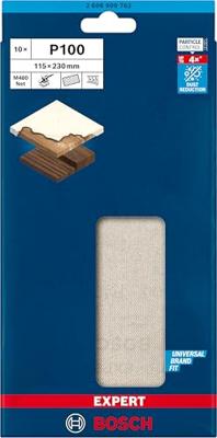 Bosch Accessories EXPERT M480 2608900762 Schuurnet voor vlakschuurmachine Ongeperforeerd Korrelgrootte (num) 100 (l x b) 230 mm x 115 mm 10 stuk(s)
