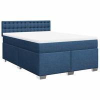 Boxspring met matras stof blauw 140x190 cm - thumbnail