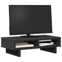 Monitorstandaard 50x27x15 cm bewerkt hout zwart - thumbnail