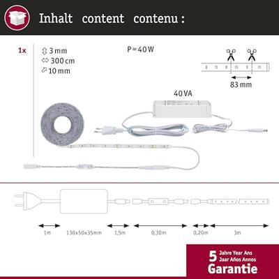 Paulmann SimpLED 78959 LED-strip complete set Met connector (male) 24 V 3 m Neutraalwit 1 stuk(s) Paulmann SimpLED 78959 LED-strip complete set Met connector (male) 24 V 3 m Neutraalwit 1 stuk(s)