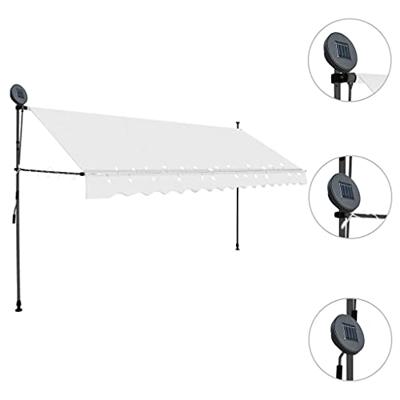 Luifel handmatig uitschuifbaar met LED 400 cm crèmekleurig - thumbnail