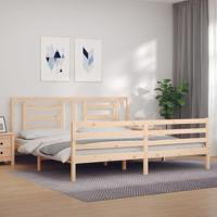 Bedframe met hoofdbord massief hout 200x200 cm - thumbnail