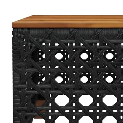 Tuintafel 55x55x36 cm poly rattan en acaciahout zwart Tuintafel 55x55x36 cm poly rattan en acaciahout zwart
