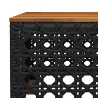 Tuintafel 55x55x36 cm poly rattan en acaciahout zwart - thumbnail