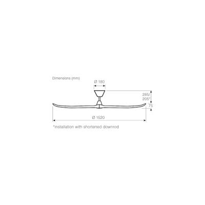 CasaFan ECO GENUINO 152 BN-MW Plafondventilator 16.6 W (Ø x h) 1520 mm x 285 mm Chroom Met afstandsbediening, Met wintermodus