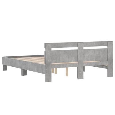 Bedframe met hoofdeinde bewerkt hout betongrijs 140x190 cm