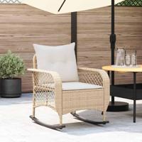 Tuinschommelstoel met kussens poly rattan beige - thumbnail