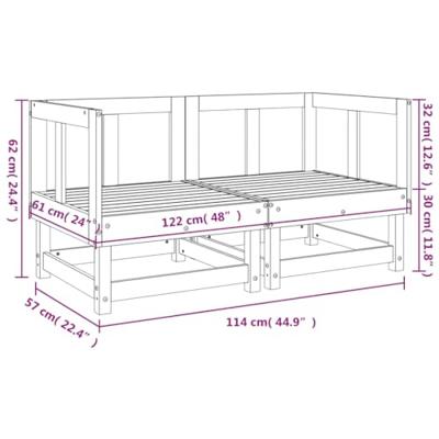Tuinhoekbanken 2 st massief grenenhout honingbruin - thumbnail