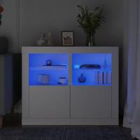 Bijzetkastjes met LED-verlichting 2 st bewerkt hout wit - thumbnail