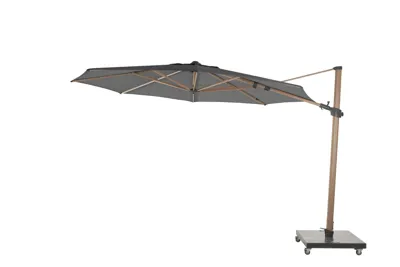 Zweefparasol Siesta Premium 350 cm Antraciet Houtlook Frame 4SO Parasol 4 Seasons Outdoor