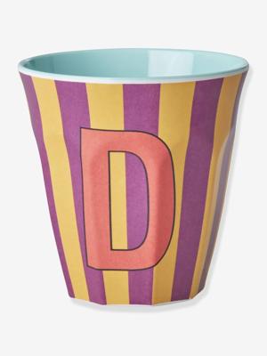 Gestreepte melamine mok LETTER D rice, medium 250 ml meerkleurig