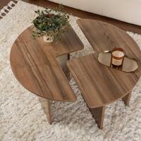 Salontafel - MOIRA - Rond - Walnoot - 90 x 90 x 41 cm - thumbnail