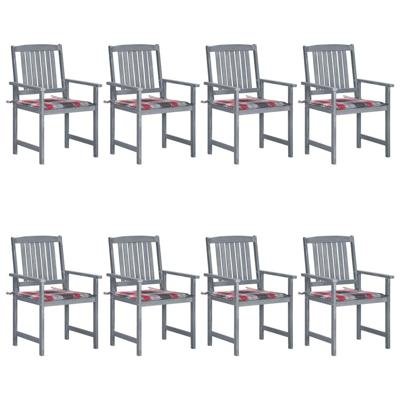 Tuinstoelen 8 st met kussens massief acaciahout grijs