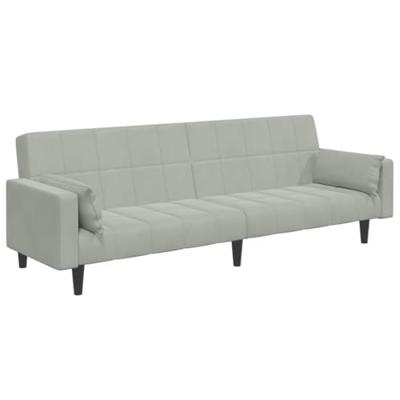 Slaapbank 2-zits met voetenbank fluweel lichtgrijs