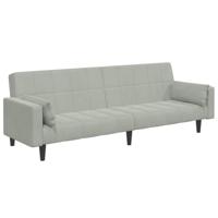 Slaapbank 2-zits met voetenbank fluweel lichtgrijs - thumbnail