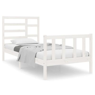 Bedframe massief hout wit 90x190 cm