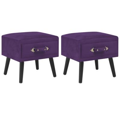 Nachtkastjes 2 st 40x35x40 cm fluweel donkerpaars