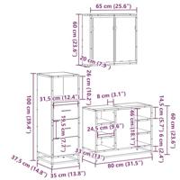 3-delige Badkamermeubelset bewerkt hout sonoma eikenkleurig - thumbnail
