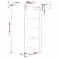 Schuifdeur ORKDAL Bruin 86 x 198.5 cm Massief grenenhout - thumbnail