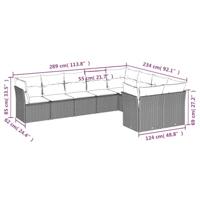 9-delige Loungeset met kussens poly rattan bruin - thumbnail