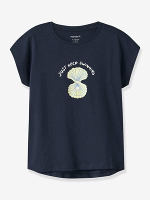 Ruimvallend t-shirt voor meisjes met NAME IT-print donkerblauw
