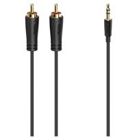 Hama Audiokabel, 3,5-mm-jack-stekker - 2 cinch-stekker, stereo, verguld, 3,0 m Mini jack kabel Zwart - thumbnail