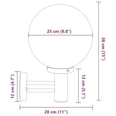 VidaXL Buiten wandlamp zilver 28 x 25 x 38 cm