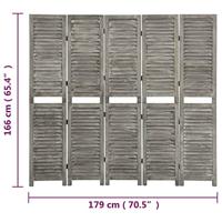Kamerscherm met 5 panelen 179x166 cm massief hout grijs - thumbnail