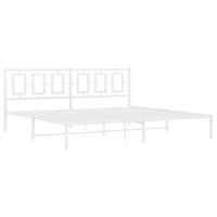 Bedframe met hoofdbord metaal wit 193x203 cm - thumbnail