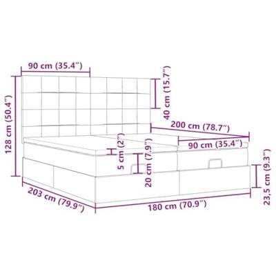 Ottoman bed met matrassen en LED's 180x200cm stof zwart