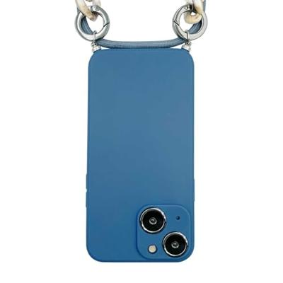 Høyde - iPhone 13 Mini - Telefoonhoes met koord + Kralenketting - Blauw