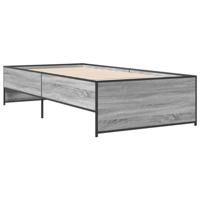 Bedframe bewerkt hout en metaal grijs sonoma eiken 75x190 cm - thumbnail