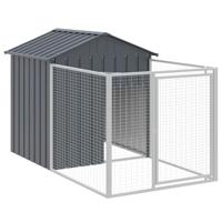 Hondenhok met dak 117x201x123 cm gegalvaniseerd staal antraciet - thumbnail