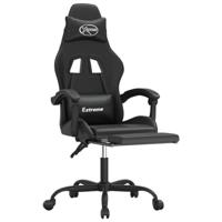 Gamestoel met voetensteun kunstleer zwart - thumbnail