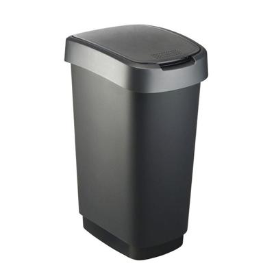 Rotho twist afvalbak 50l dark silver