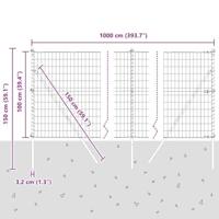 VidaXL Hek met paal grijs 1 x 10 m staal en pvc - thumbnail