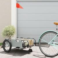 VidaXL Fietstrailer oxford stof en ijzer grijs - thumbnail