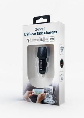 2-poorts USB auto snellader, USB-C PD, 18 W