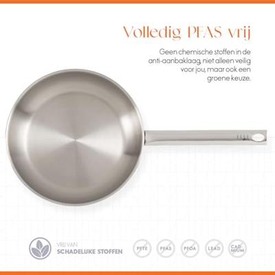 ELLE Gourmet Moderne Koekenpan - Ø 24 cm - Zonder anti-aanbaklaag - RVS