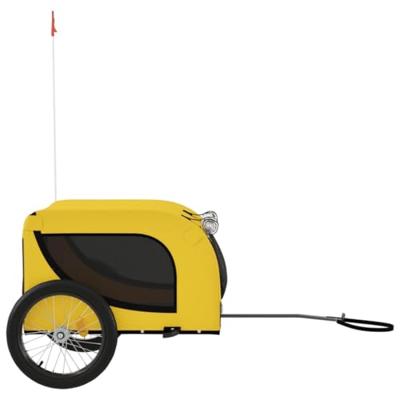 Hondenfietstrailer oxford stof en ijzer geel en zwart - thumbnail