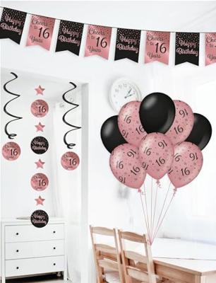 Hangdecoratie 25 Jaar Roségoud/Zwart (1,2m)