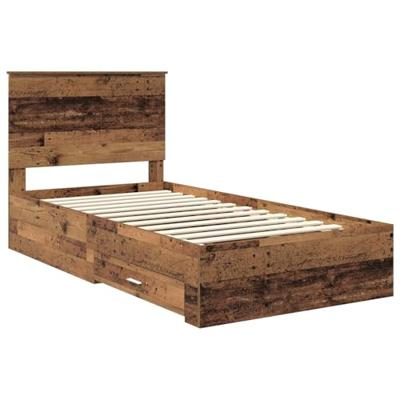Bedframe met hoofdeinde Oudhout 100 x 200 cm Bewerkt hout