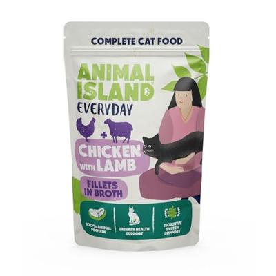 ANIMAL ISLAND Chicken with lamb Fillets in broth - nat kattenvoer - 12x85g