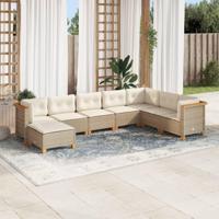 8-delige Loungeset met kussens poly rattan beige - thumbnail