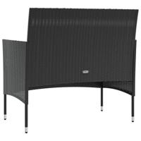 8-delige Loungeset met kussens poly rattan zwart - thumbnail